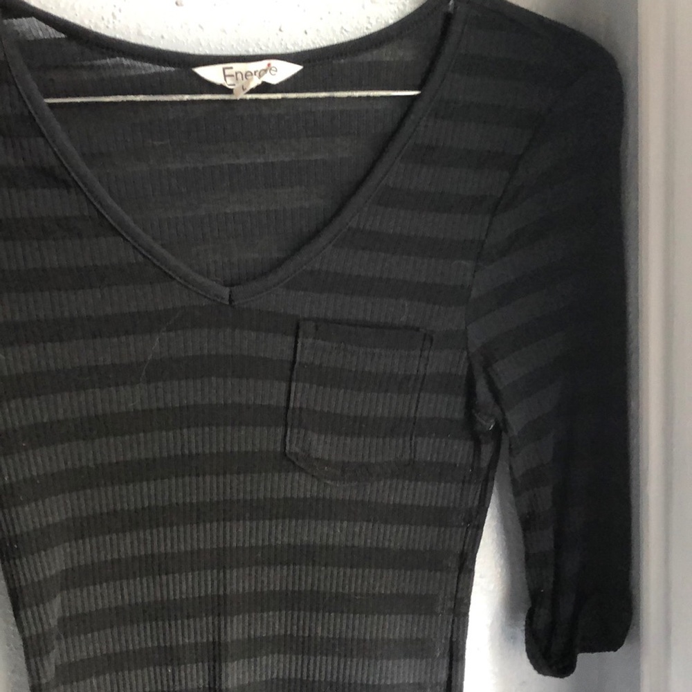 Stripped Quarter length sleeve V-neck